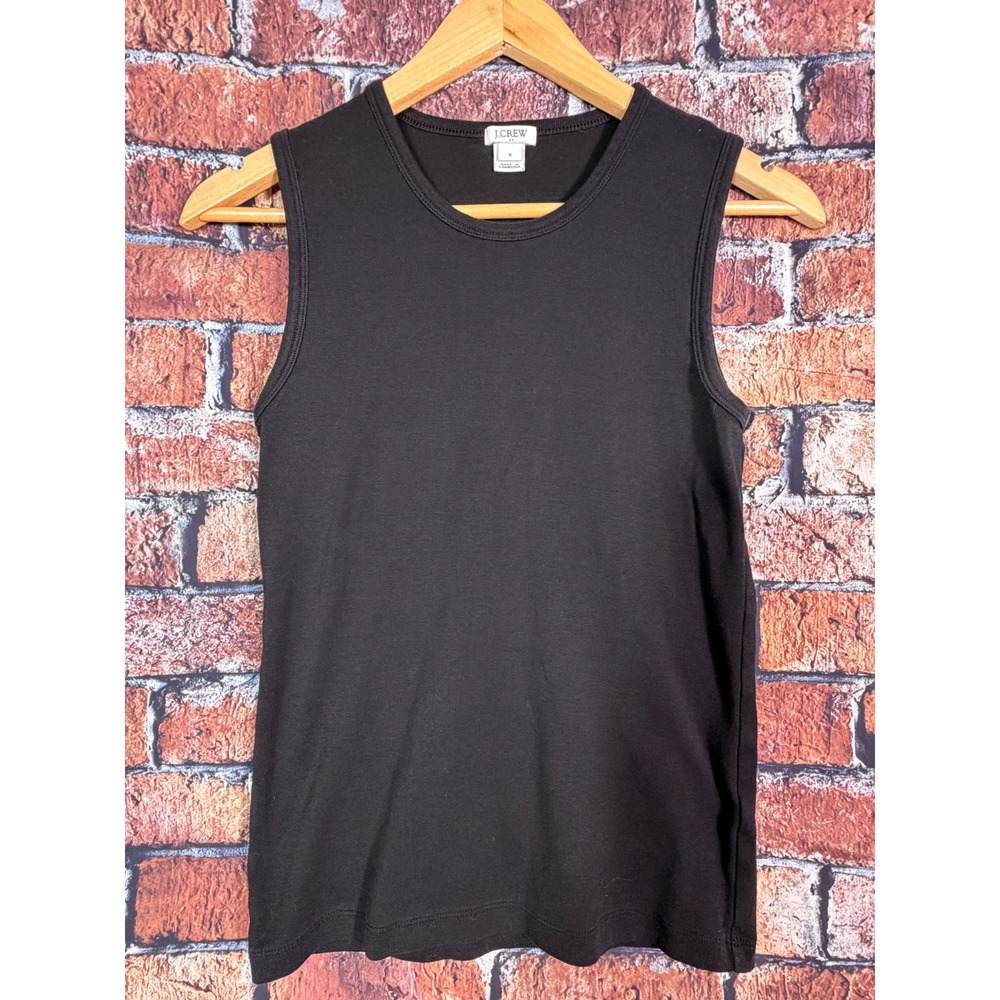 J.Crew Womens Black 100% Cotton Crew Neck Sleeveless Tank Top H6015 Size S
